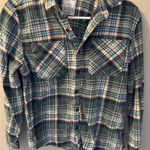 Sonoma Green and Blue Plaid Kids Button-Down Shirt